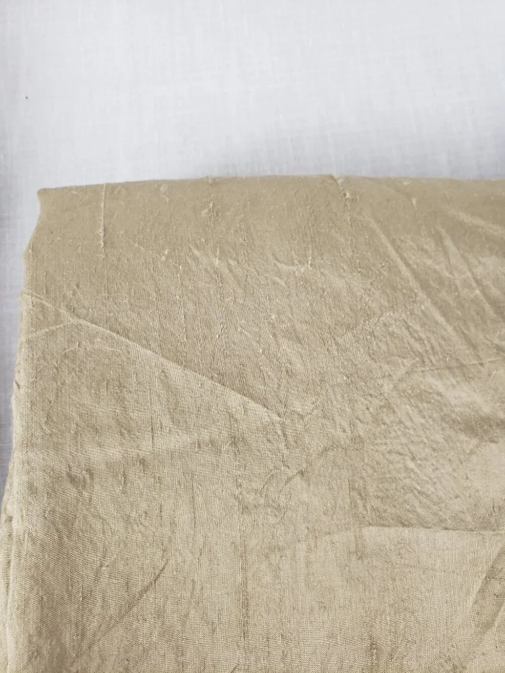 Pair of Pottery Barn Gold Silk Dupioni Lined Curtain Panels Flawed Marked 50x96